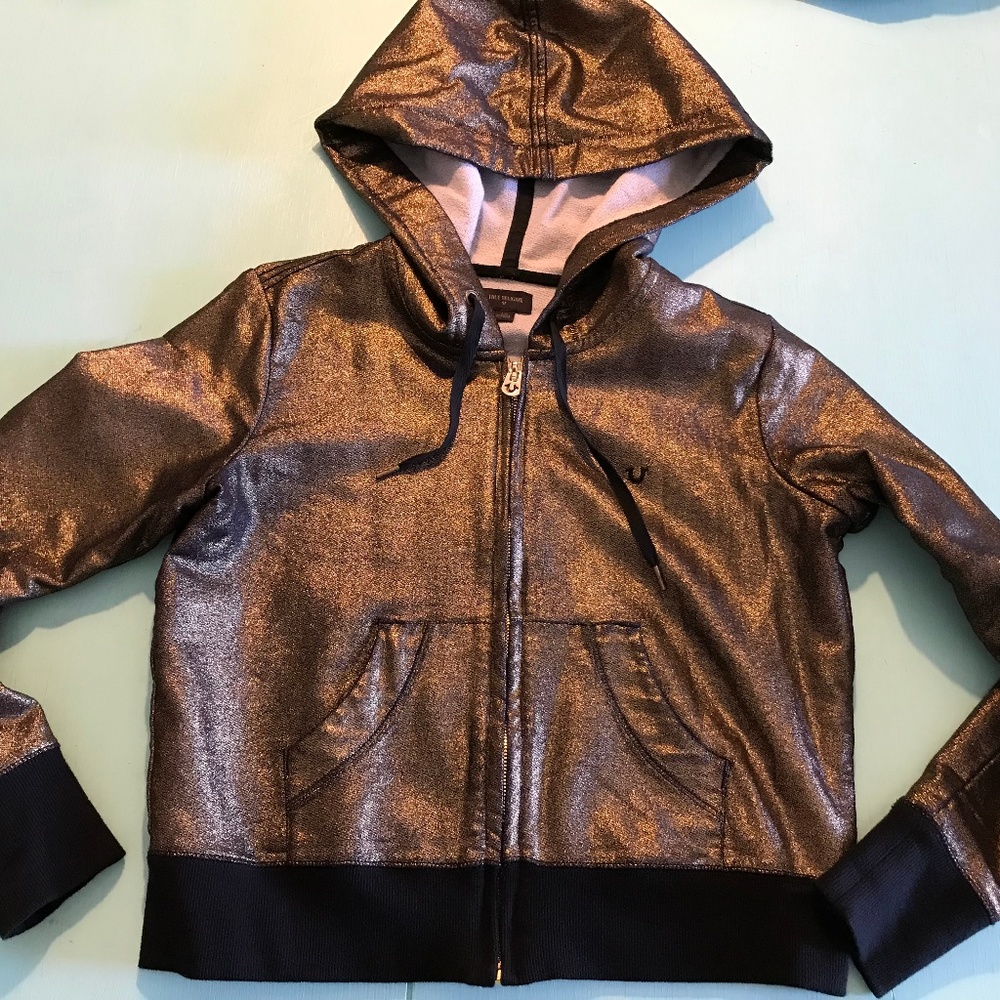 True Religion gold metallic hoodie